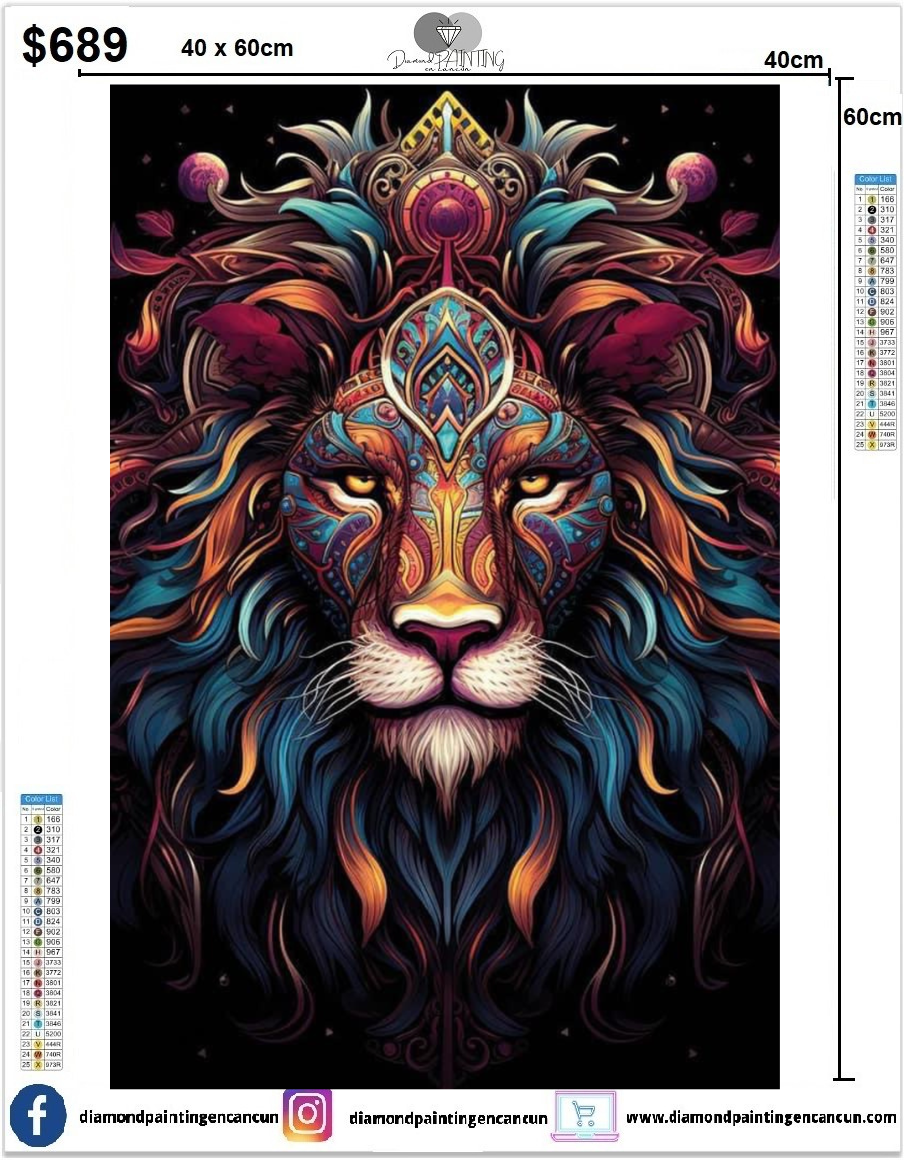 Leon 40 x 60cm contiene DIAMANTES AB Y POLVO DE HADA