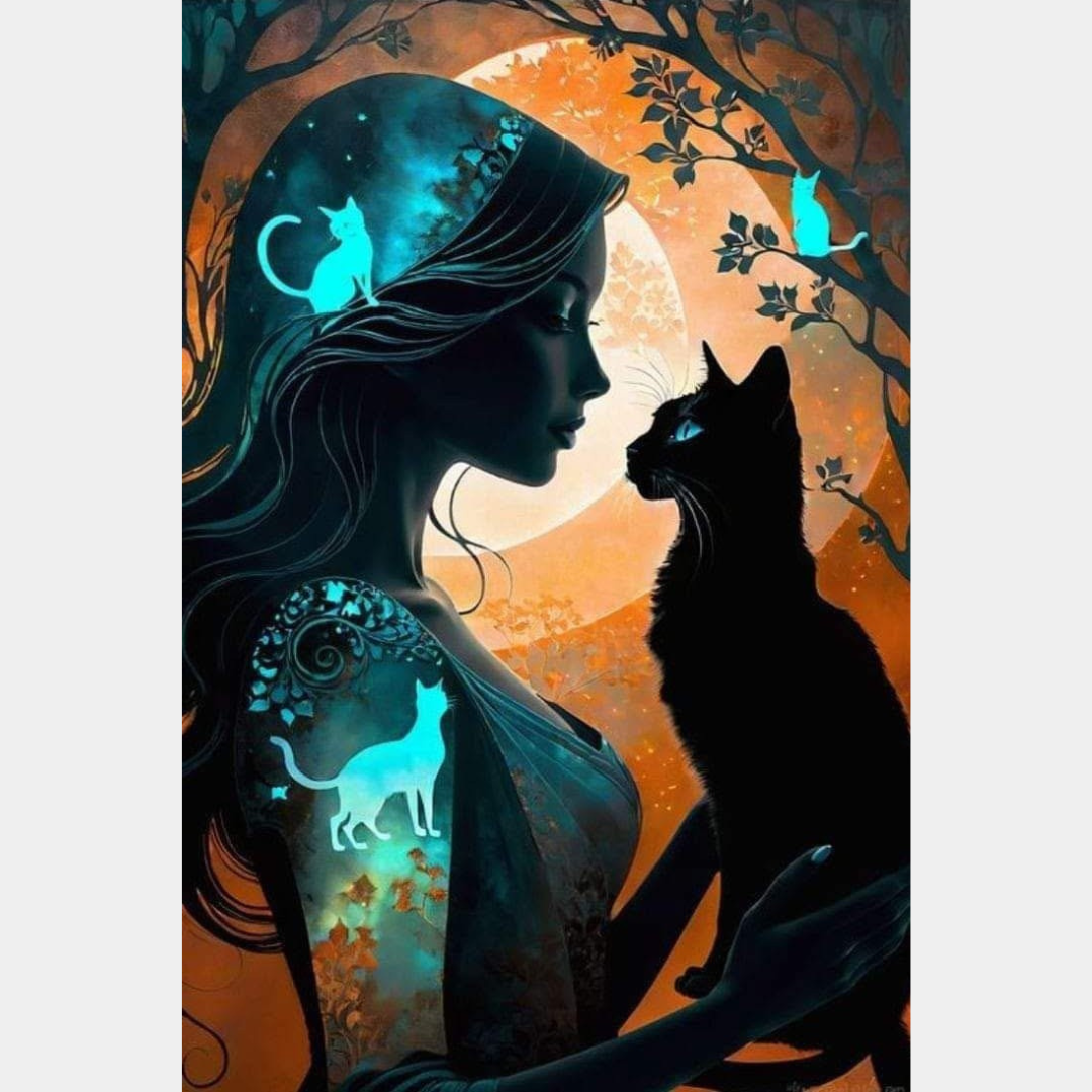 Chica con gato 40 x 60