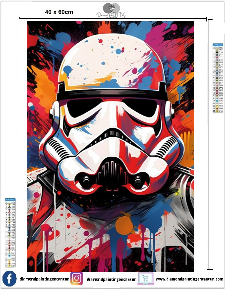 Stormtrooper 40 x 60 contiene Diamante gelatina brillante en la oscuridad, ab y polvo de hada
