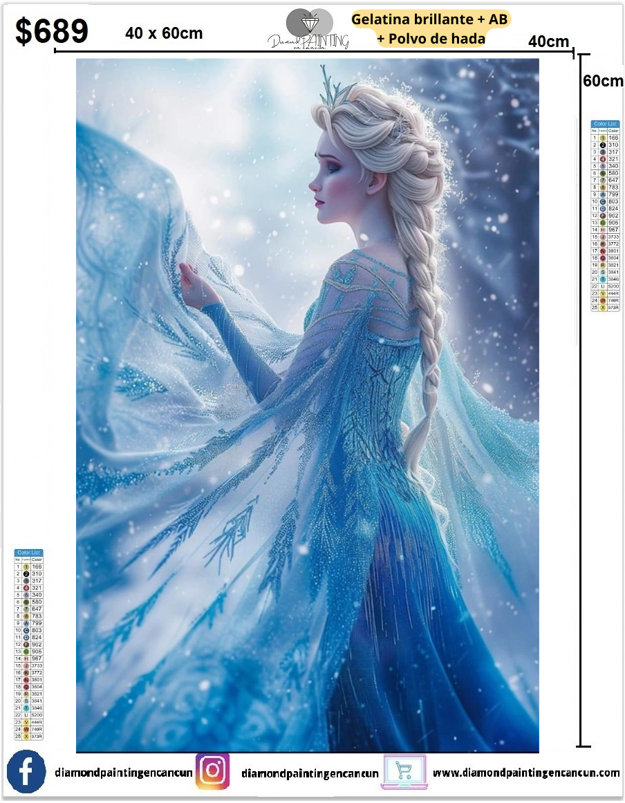 Elsa 40 x 60 contiene Diamante gelatina brillante en la oscuridad, ab y polvo de hada