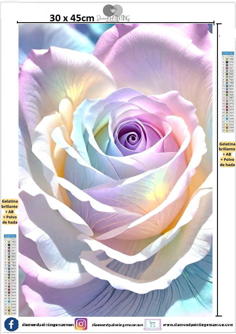 Pétalos 30 x 45 contiene DIAMANTE GELATINA BRILLANTE EN LA OSCURIDAD, AB Y POLVO DE HADA