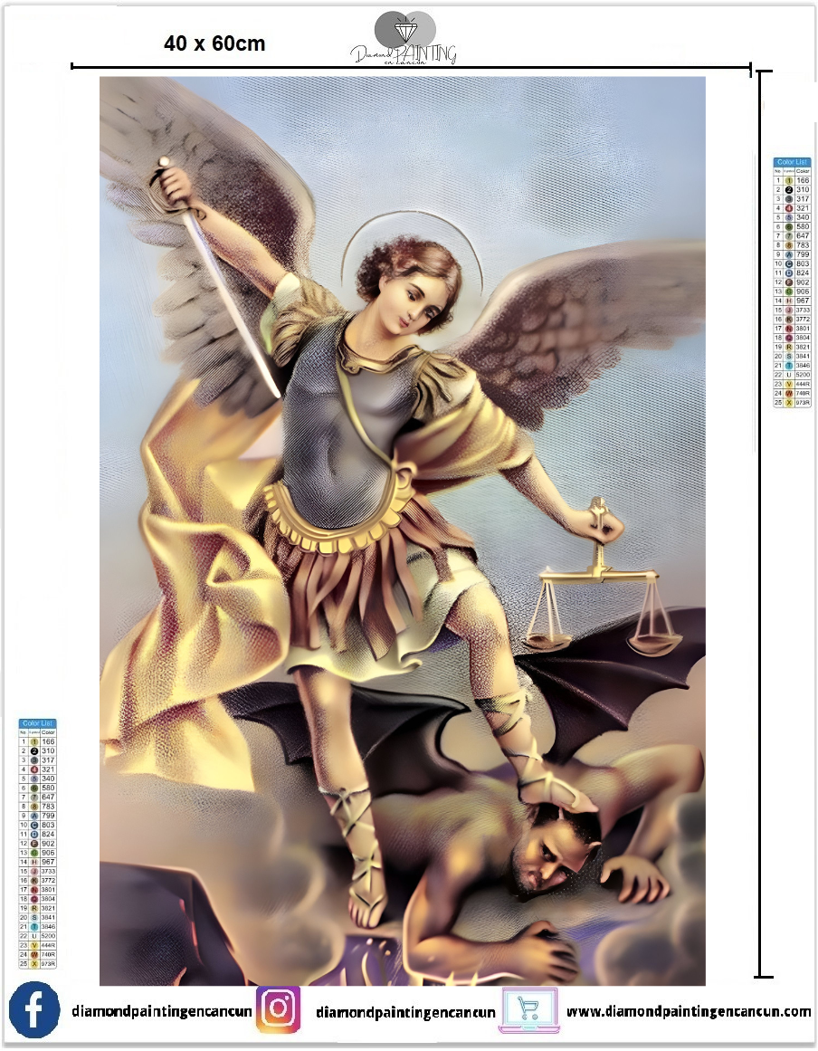 Arcangel San Miguel 40 x 60cm contiene Diamante gelatina brillante en la oscuridad, ab y polvo de hada