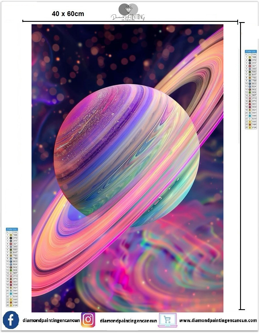 Planeta 40 x 60 contiene Diamante gelatina brillante en la oscuridad, ab y polvo de hada