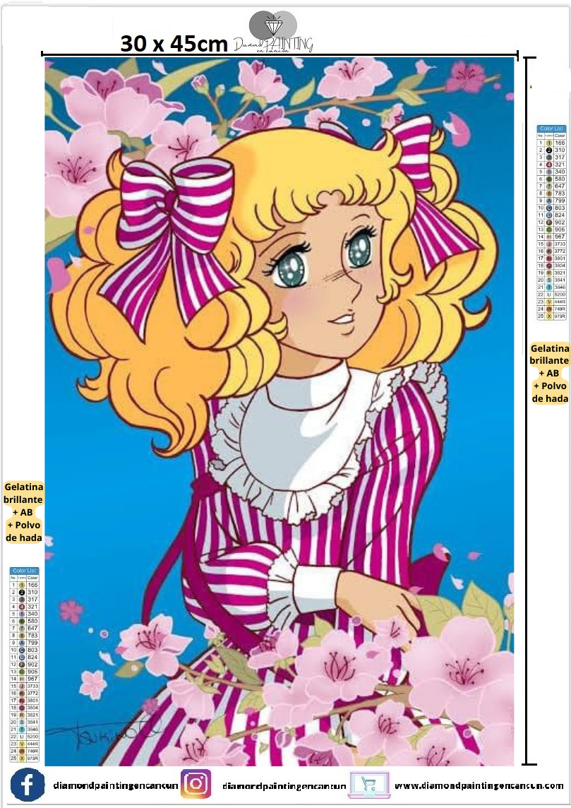 Candy 30 x 45cm contiene DIAMANTE GELATINA BRILLANTE EN LA OSCURIDAD, AB Y POLVO DE HADA