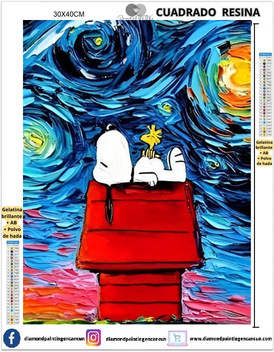 Snoopy noche estrellada 30 x 40cm