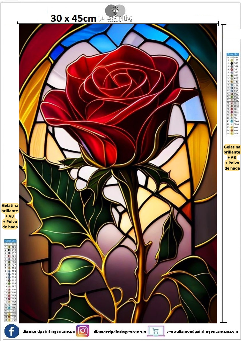 Rosa 30 x 45 contiene Diamante gelatina brillante en la oscuridad, ab y polvo de hada