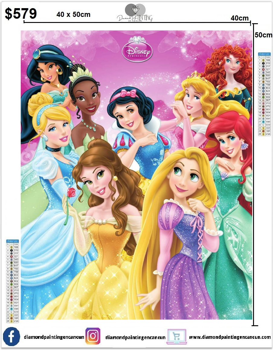 Princesas 9 40 x 50cm contiene Diamantes AB, polvo de hada y gelatina