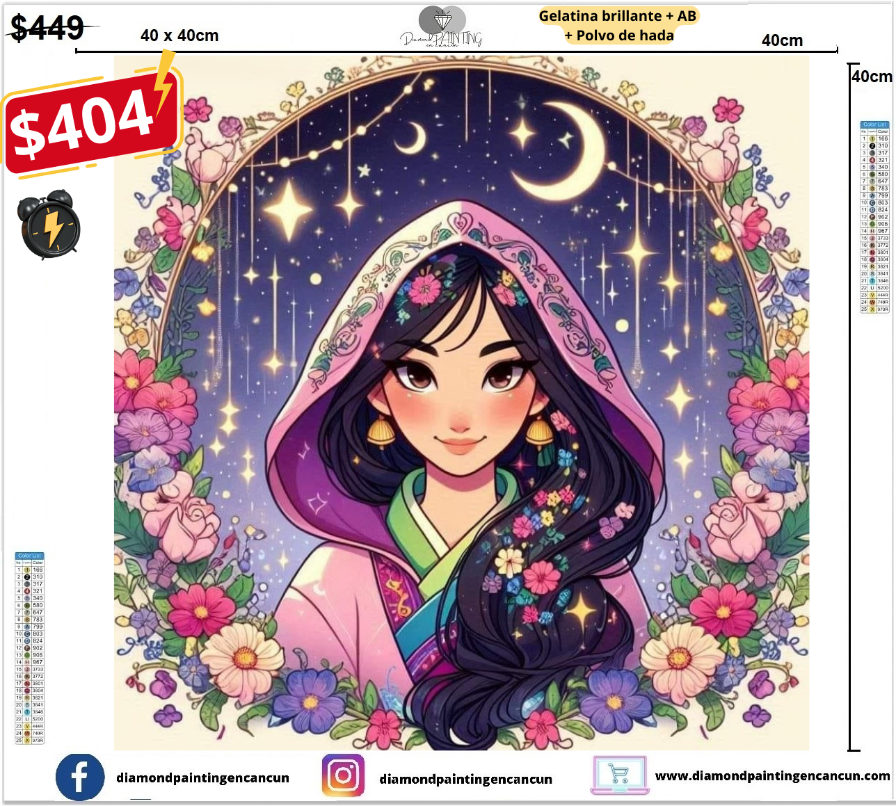 Princesa 40 x 40 contiene Diamante ab y polvo de hada