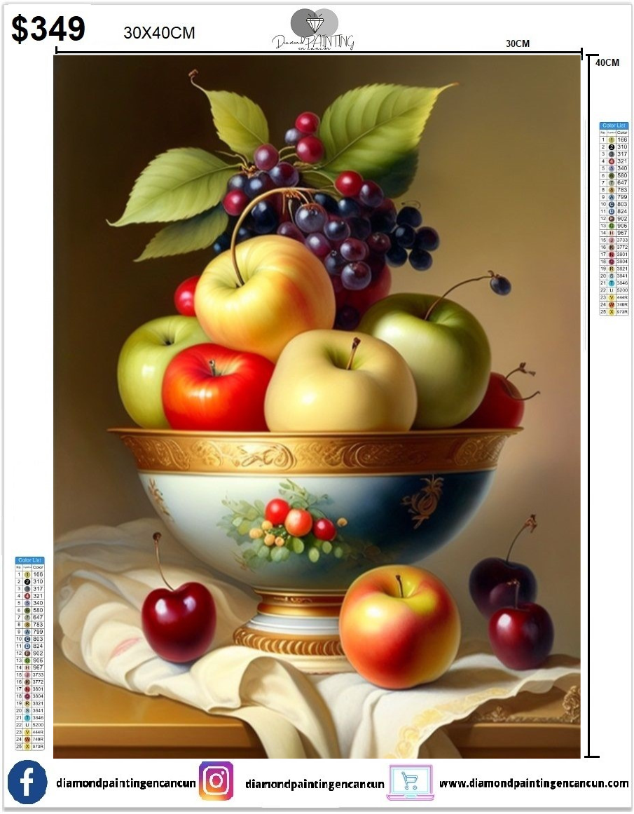 Florero de frutas 30 x 40cm además incluye Diamantes AB