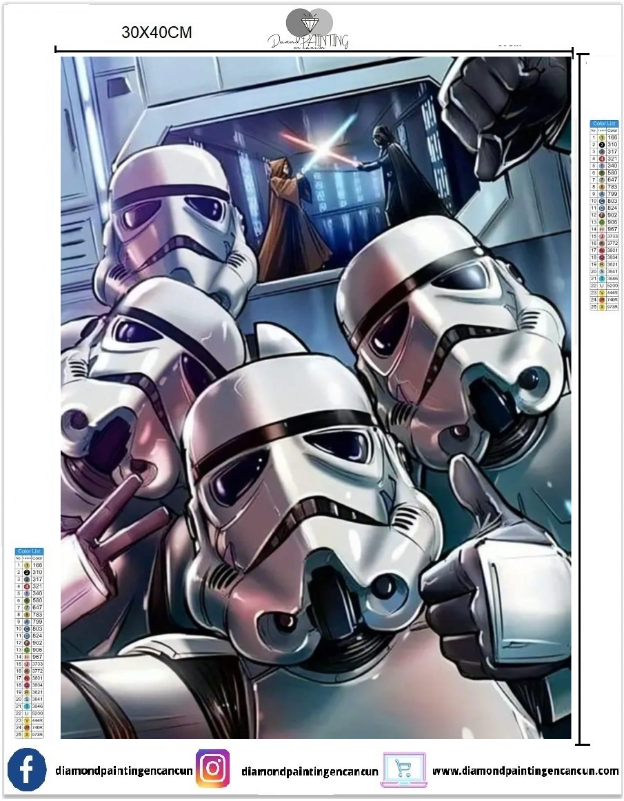 Stormtrooper 30 x 40 contiene Diamante gelatina brillante en la oscuridad, ab y polvo de hada