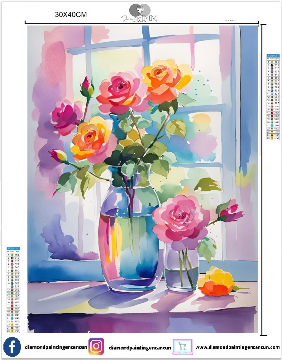 Florero acuarela 30 x 40 contiene Diamante gelatina brillante en la oscuridad, ab y polvo de hada