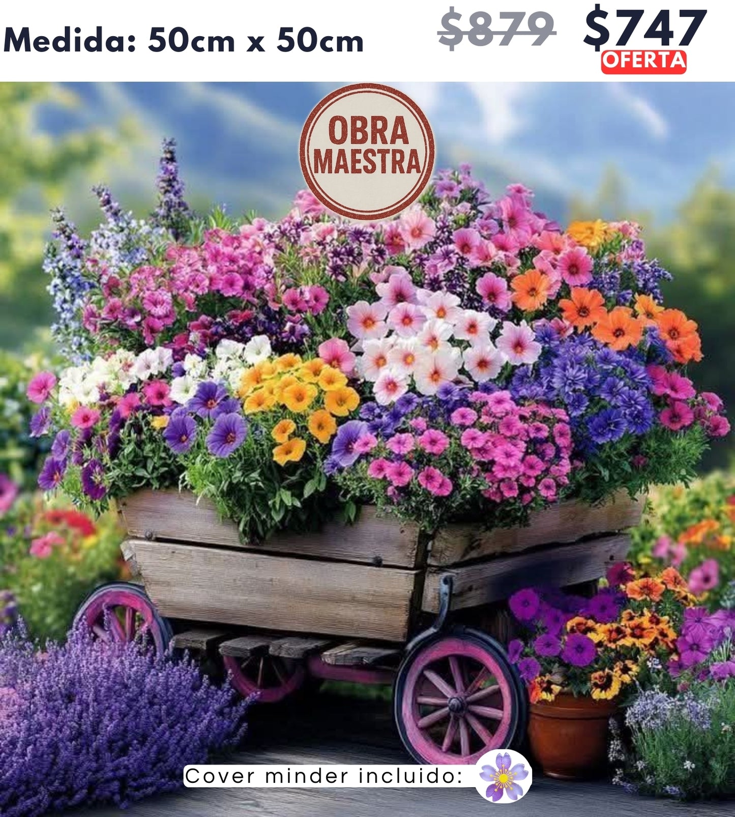 Flores coloridas 50 x 50 OBRA MAESTRA | Aparta con $100 / Resta $647