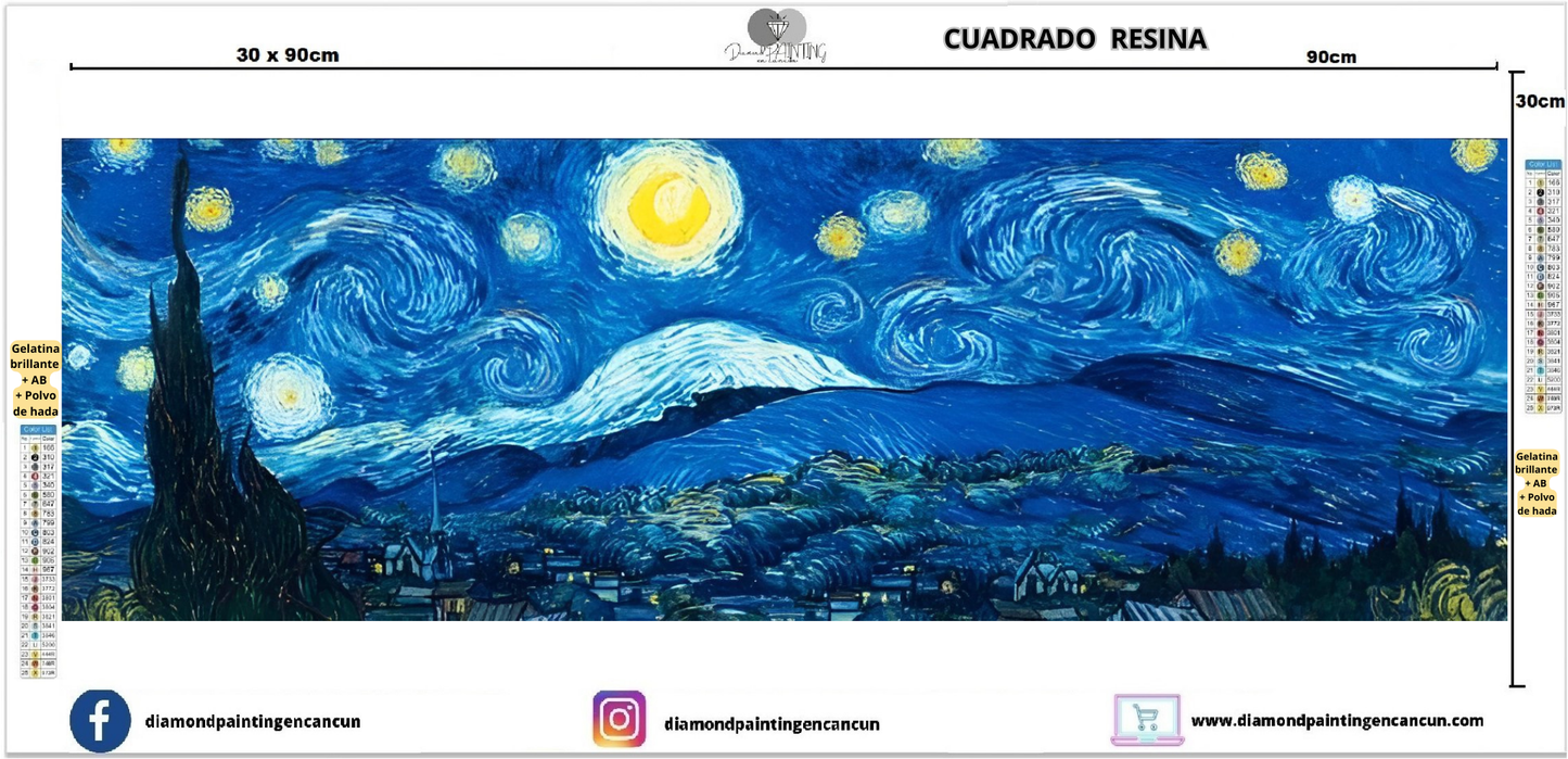 Noche estrellada 30 x 90 GELATINA BRILLANTE EN LA OSCURIDAD, AB Y POLVO DE HADA