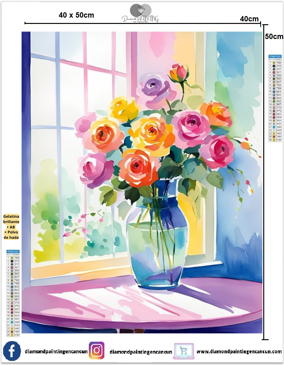 Florero 40 x 50 contiene Diamante gelatina brillante en la oscuridad, ab y polvo de hada