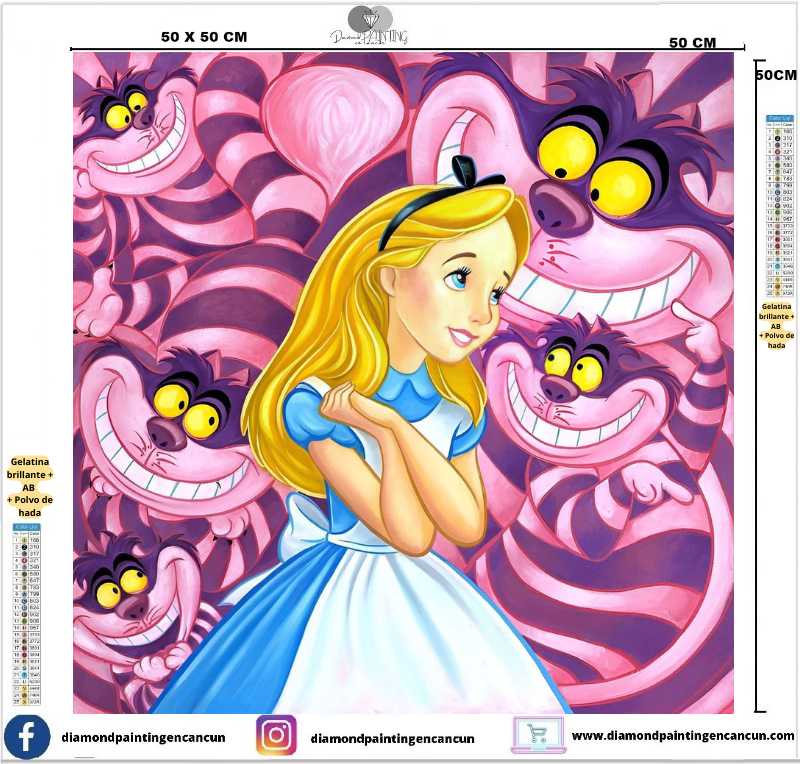 Alicia 50 x 50 contiene Diamante gelatina brillante en la oscuridad, ab y polvo de hada