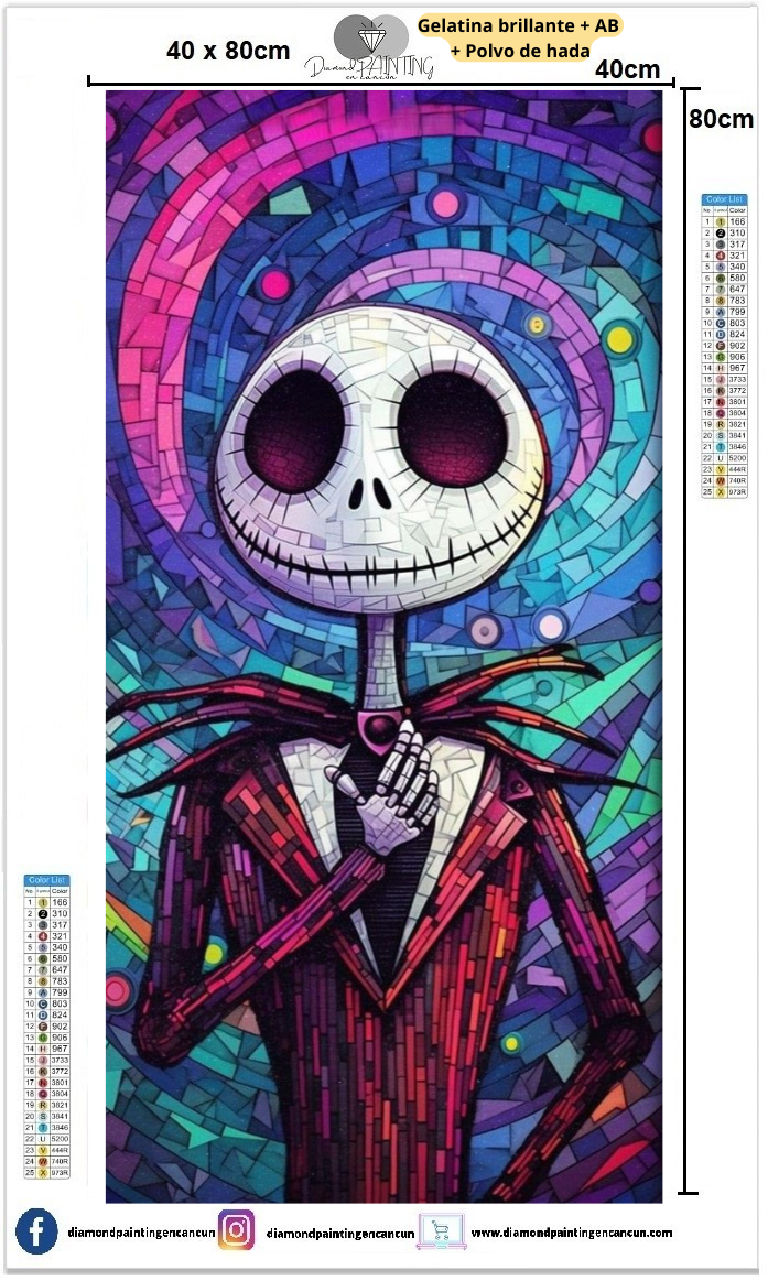 Jack 40 x 80 contiene Diamante gelatina brillante en la oscuridad, ab y polvo de hada