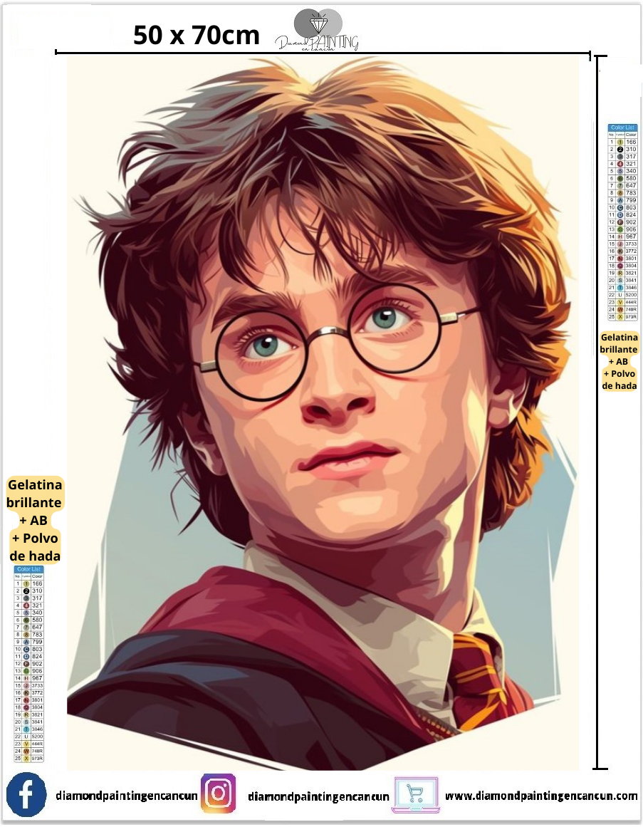 Harry 50 x 70 contiene GELATINA BRILLANTE EN OSCURIDAD, AB Y POLVO DE HADA