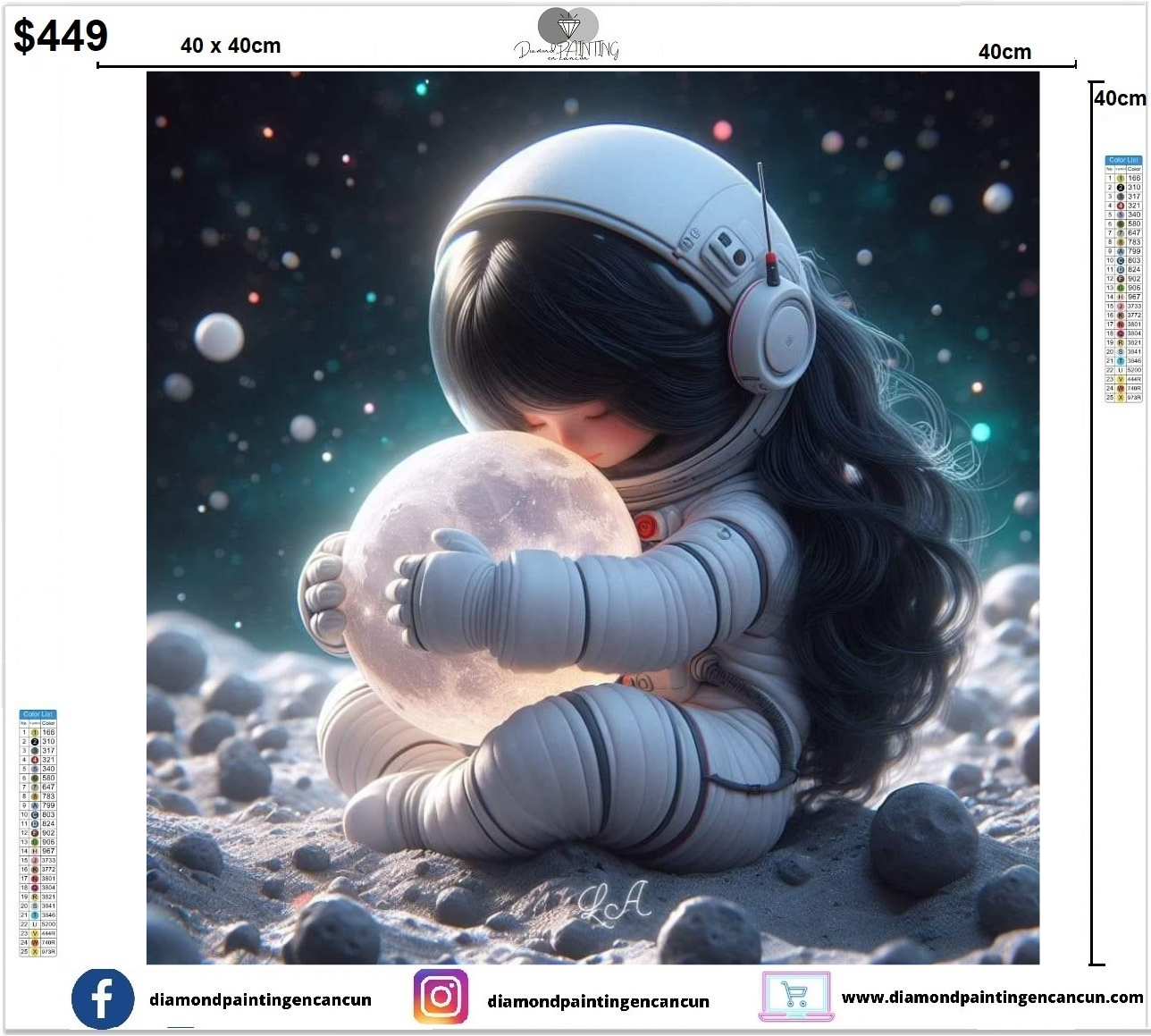 Astronauta 40 x 40cm CONTIENE DIAMANTES AB Y POLVO DE HADA