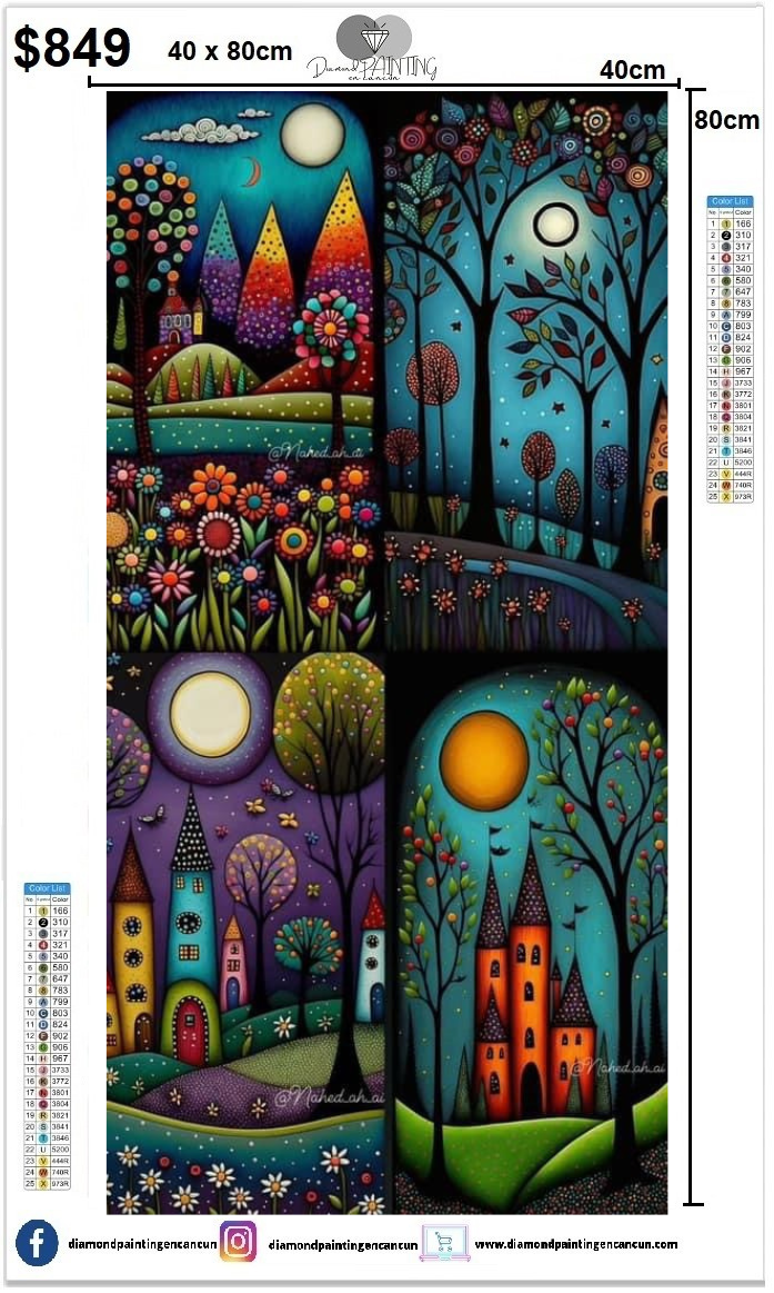 Paisajes 40 x 80cm CONTIENE DIAMANTES AB Y POLVO DE HADA