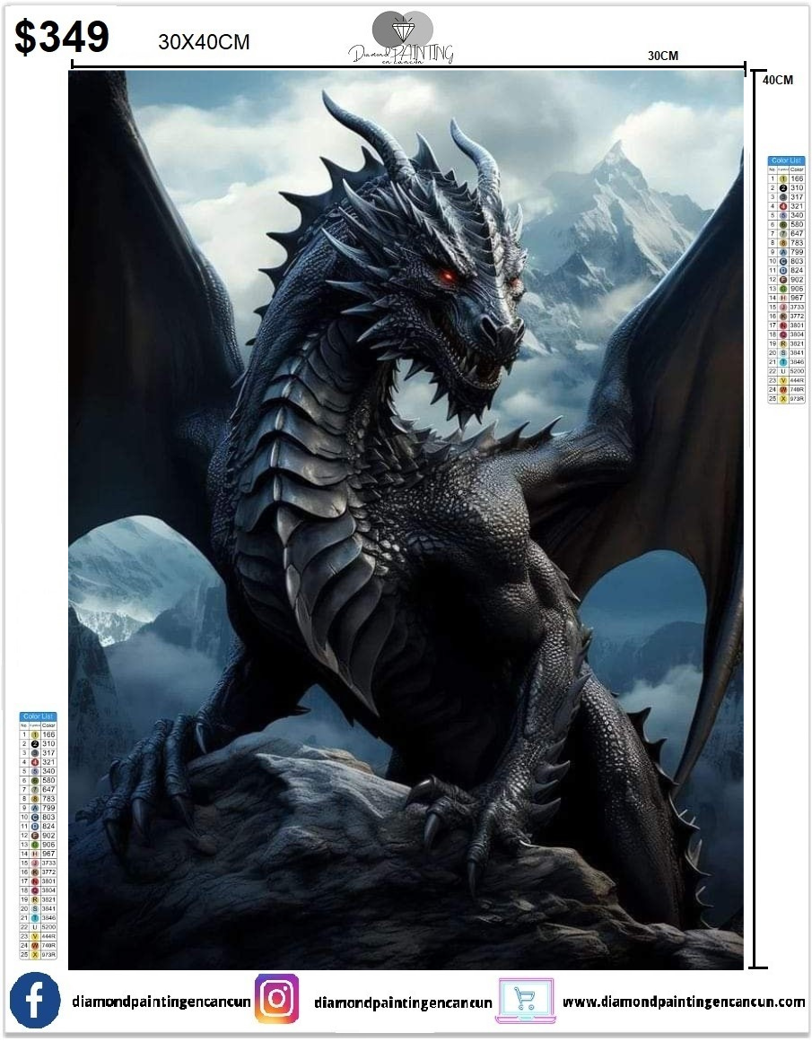 Dragón 30 x 40cm contiene Diamantes AB