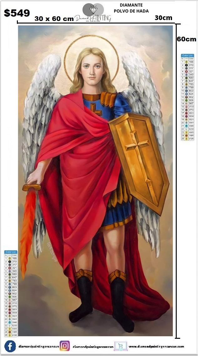 Arcangel San Miguel 30 x 60cm contiene Diamantes Polvo de Hada