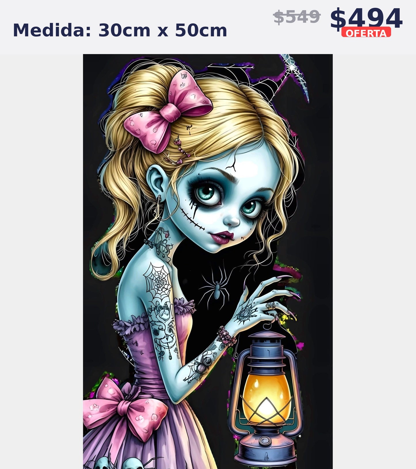 muneca gotica con farol 30 x 50 | Aparta con $100 / Resta $339