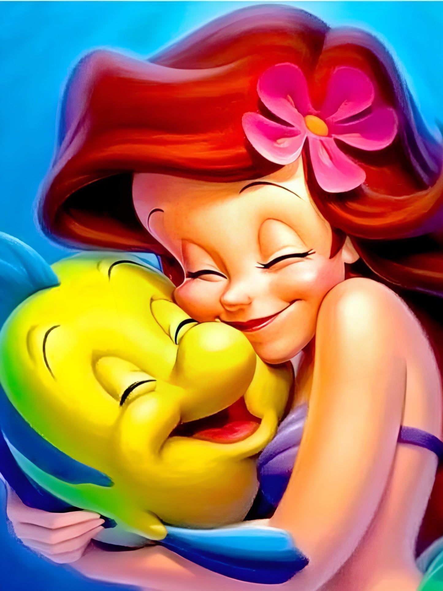 Sirenita y Flanders 30 x 40cm Contiene DIAMANTES DE RESINA: GELATINA BRILLANTE EN LA OSCURIDAD, AB Y POLVO DE HADA