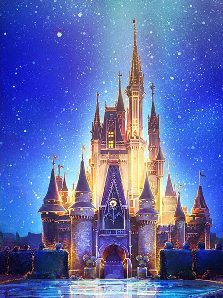 Castillo Disney 30 x 40 contiene DIAMANTE GELATINA BRILLANTE EN LA OSCURIDAD, AB Y POLVO DE HADA