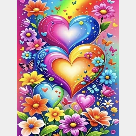 Corazones coloridos 30 x 40