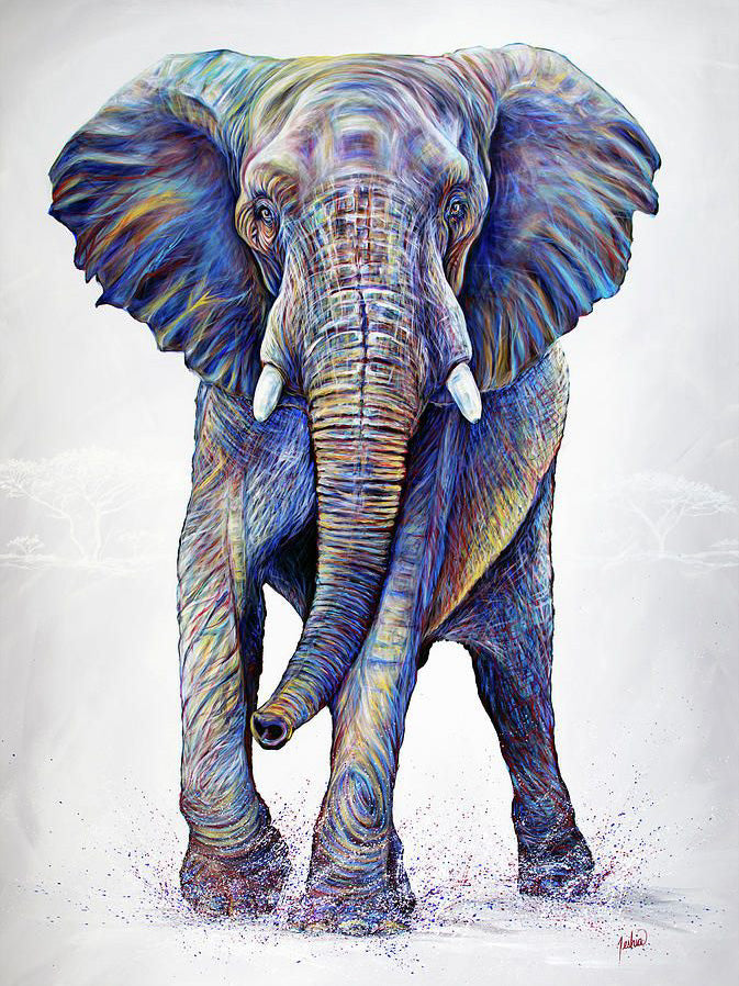 Elefante 30 x 40cm Contiene DIAMANTES DE RESINA: GELATINA BRILLANTE EN LA OSCURIDAD, AB Y POLVO DE HADA