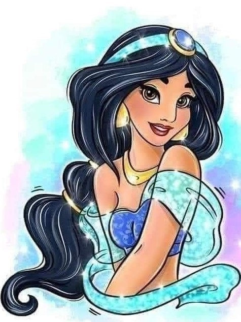 Jazmine 30 x 40 contiene DIAMANTE GELATINA BRILLANTE EN LA OSCURIDAD, AB Y POLVO DE HADA