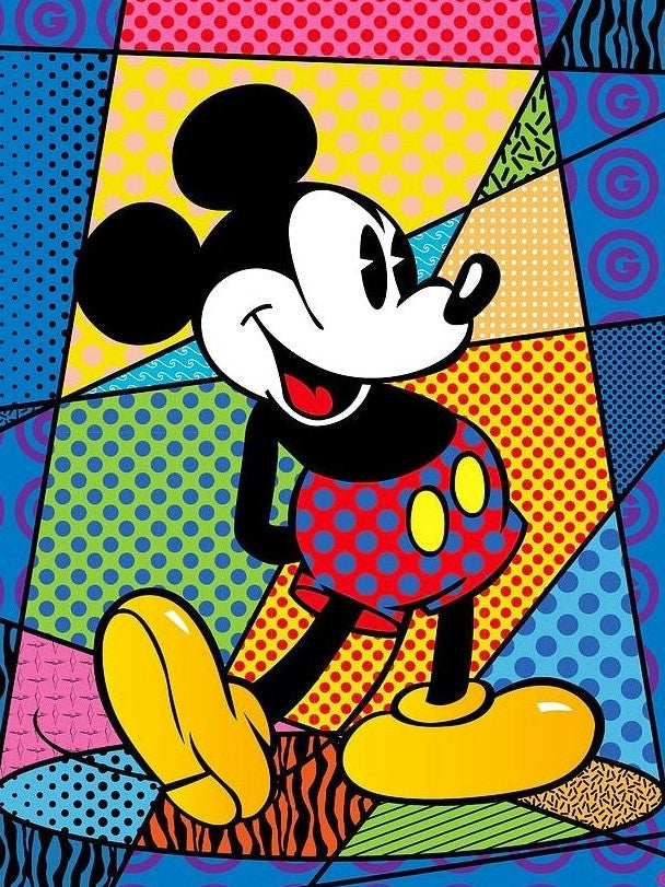 Mickey colorido 30 x 40cm Contiene DIAMANTES DE RESINA: GELATINA BRILLANTE EN LA OSCURIDAD, AB Y POLVO DE HADA
