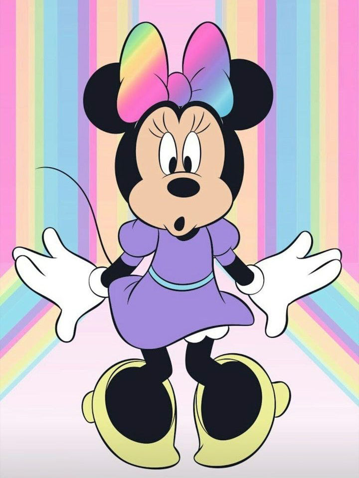 Minnie 30 x 40cm Contiene DIAMANTES DE RESINA: GELATINA BRILLANTE EN LA OSCURIDAD, AB Y POLVO DE HADA