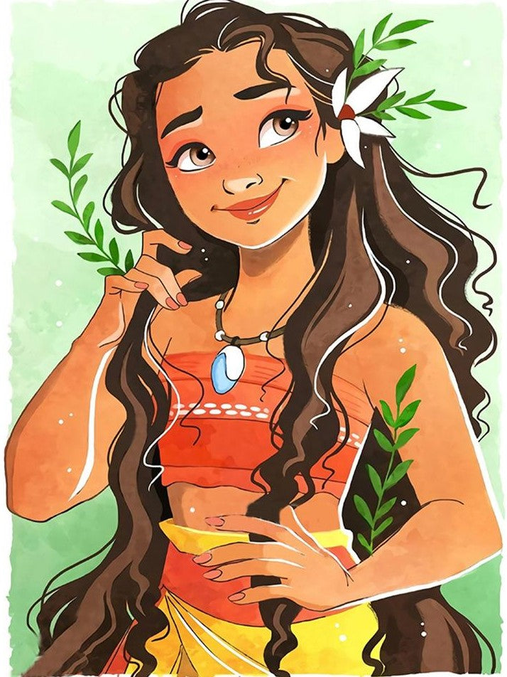 Moana 30 x 40cm Contiene DIAMANTES DE RESINA: GELATINA BRILLANTE EN LA OSCURIDAD, AB Y POLVO DE HADA
