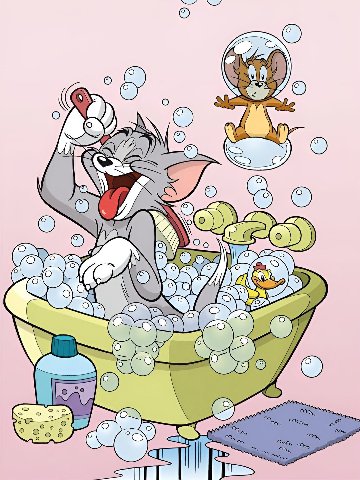 Tom y Jerry 30 x 40 contiene DIAMANTE GELATINA BRILLANTE EN LA OSCURIDAD, AB Y POLVO DE HADA