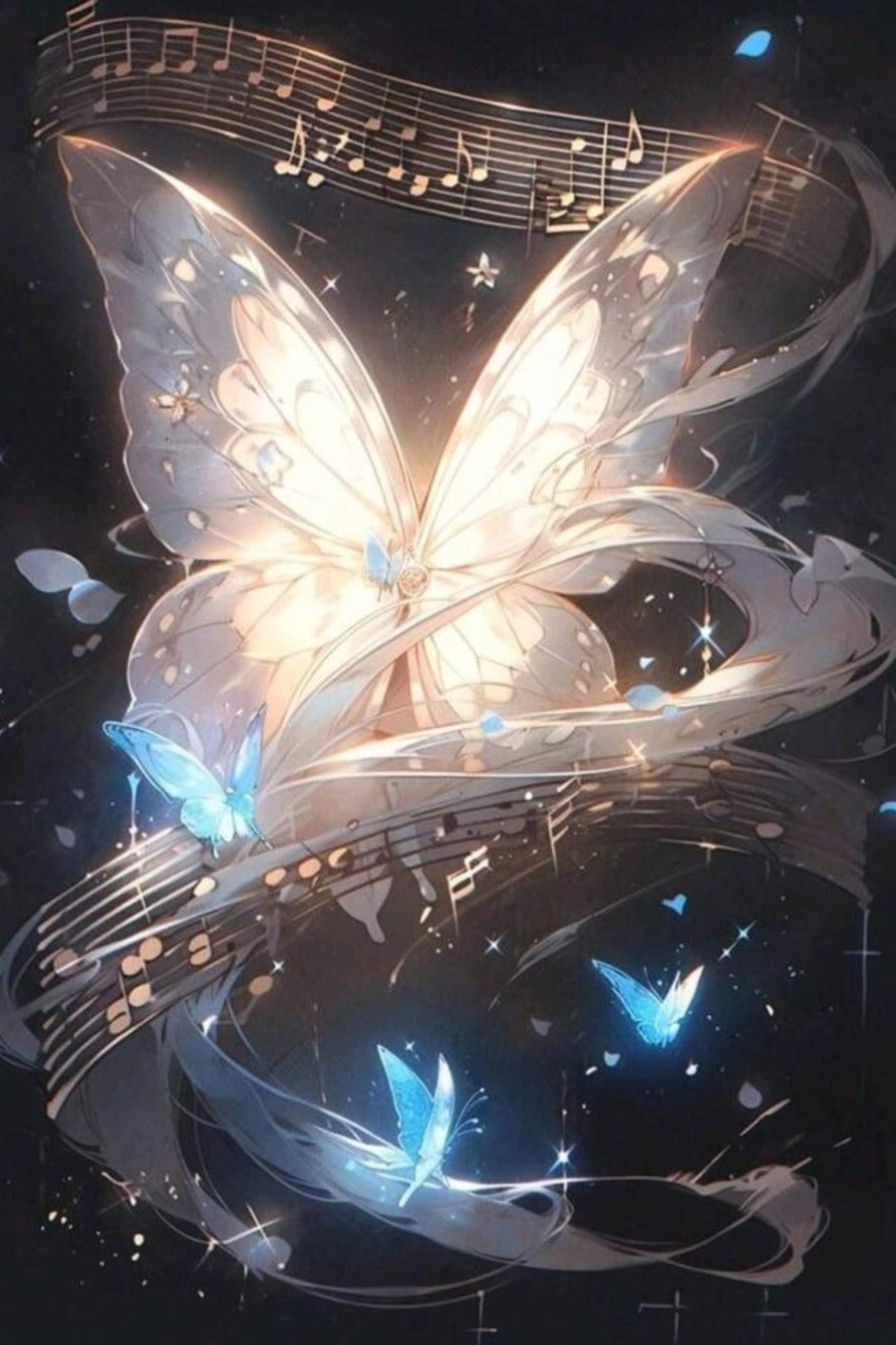 Mariposablanca 30 x 45 contiene Diamante gelatina brillante en la oscuridad, ab y polvo de hada