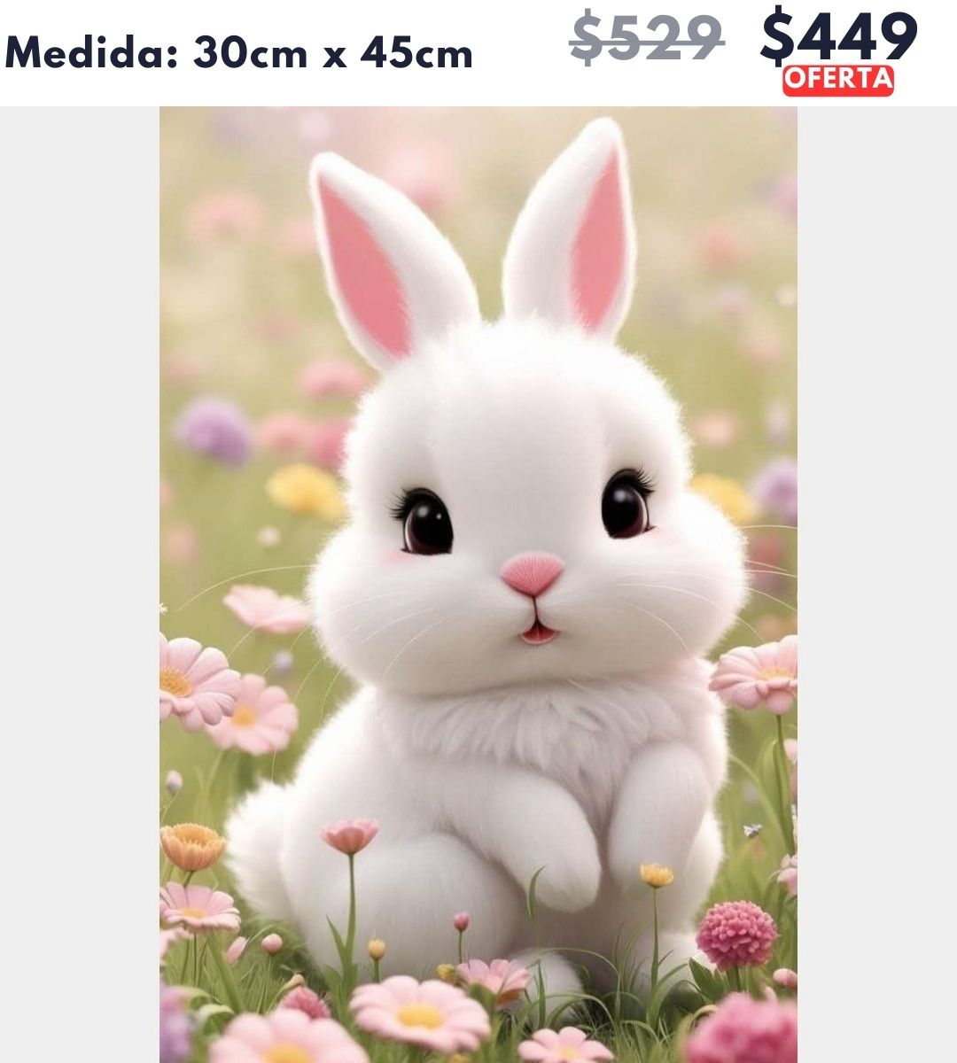 Conejo blanco 30 x 45 | Aparta con $100 / Resta $350
