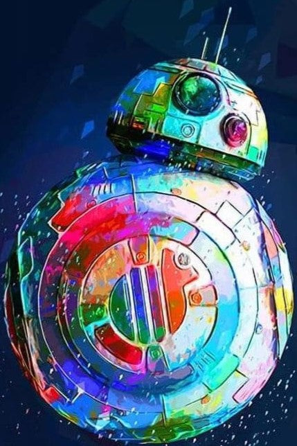 BB8 30 x 45 contiene DIAMANTE GELATINA BRILLANTE EN LA OSCURIDAD, AB Y POLVO DE HADA