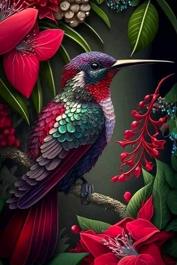 Colibrí 30 x 45 contiene Diamante gelatina brillante en la oscuridad, ab y polvo de hada