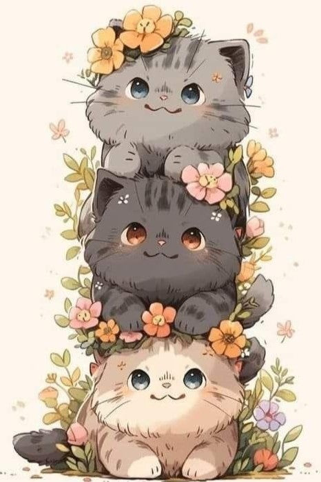 3 gatitos 30 x 45 contiene Diamante gelatina brillante en la oscuridad, ab y polvo de hada