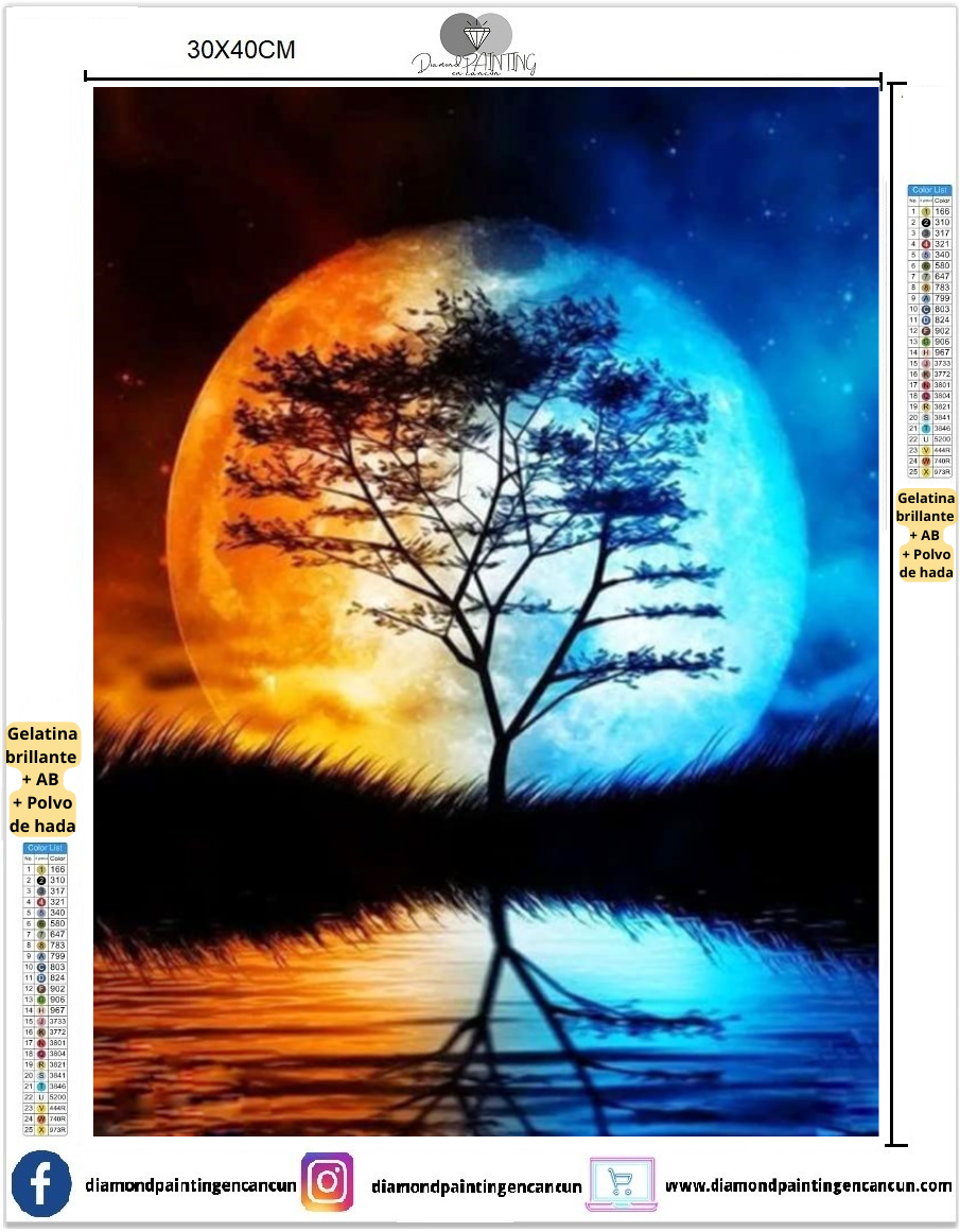 Árbol de la vida 30 x 40 contiene DIAMANTES GELATINA, AB Y POLVO DE HADA