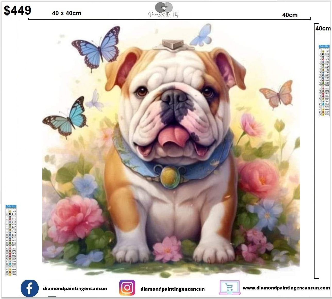 Perrito 40 x 40cm contiene Diamantes AB