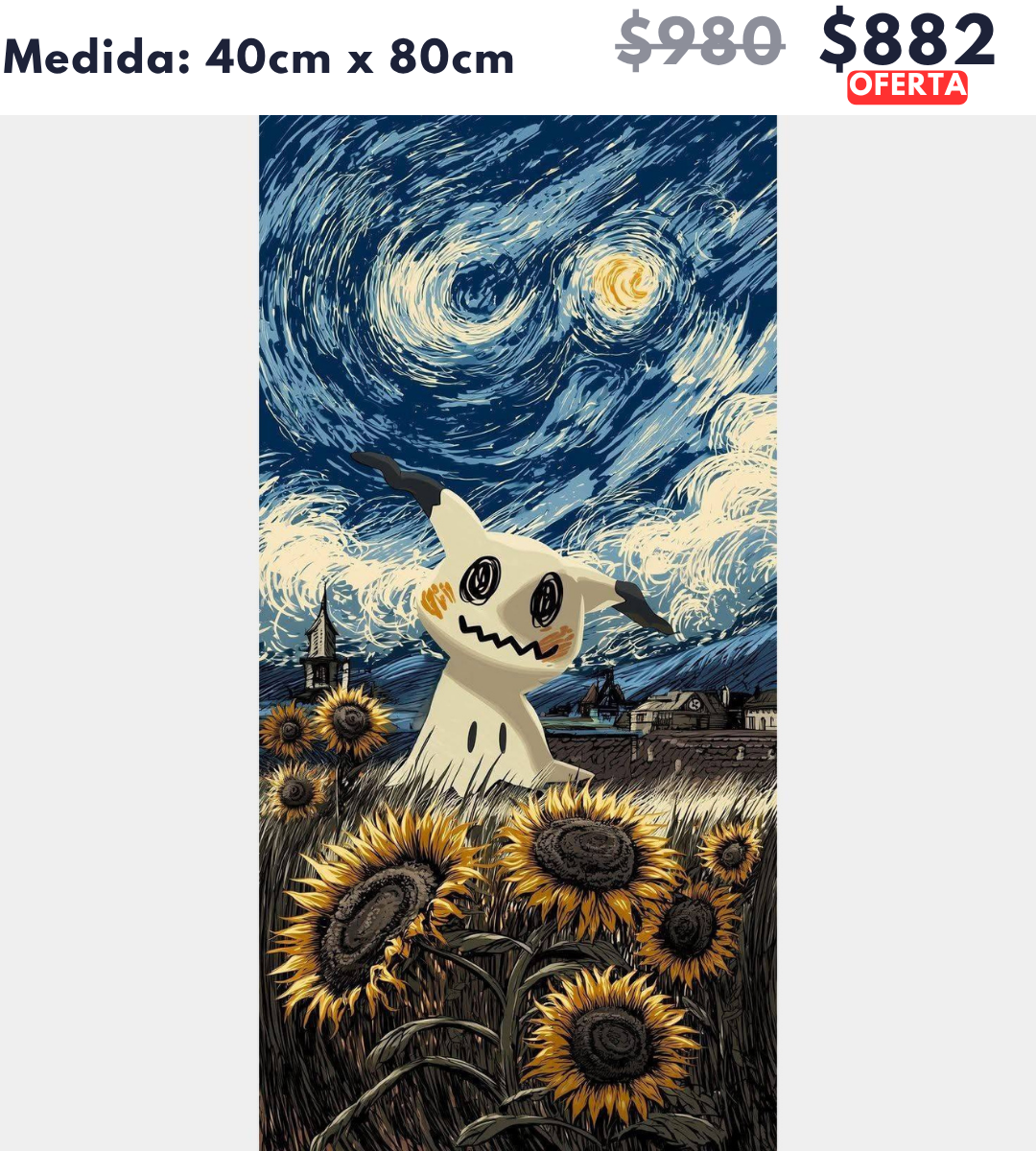 noche estrellada con mimikyu 40 x 80 | Aparta con $100 / Resta $782