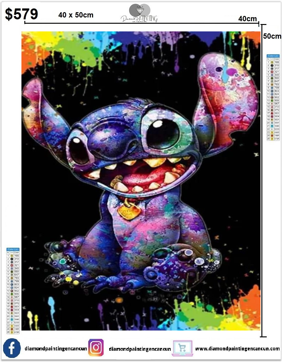 Stitch 40 x 50cm CONTIENE DIAMANTES AB Y POLVO DE HADA
