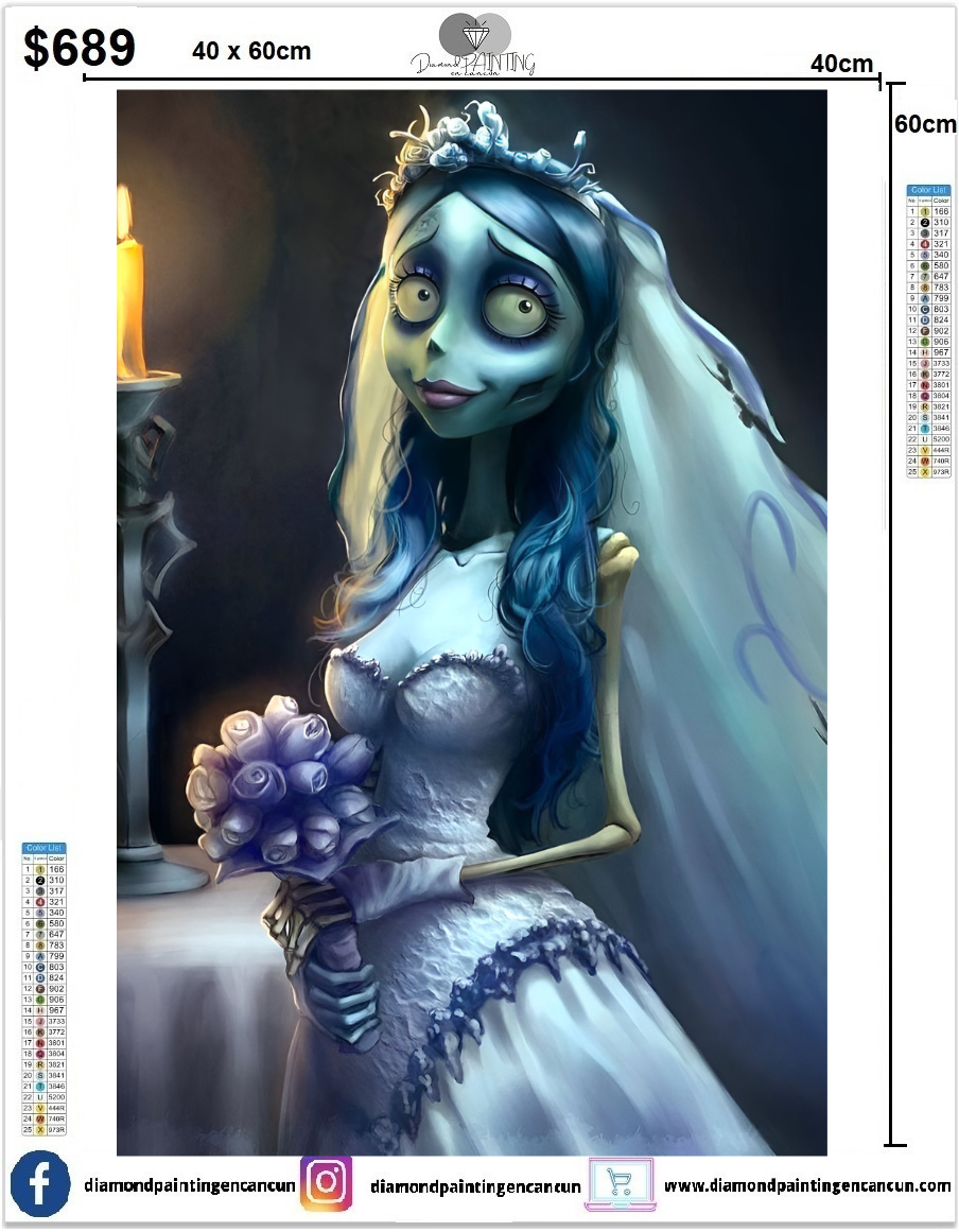 Cadaver de la Novia 40 x 60 contiene Diamante gelatina brillante en la oscuridad, ab y polvo de hada