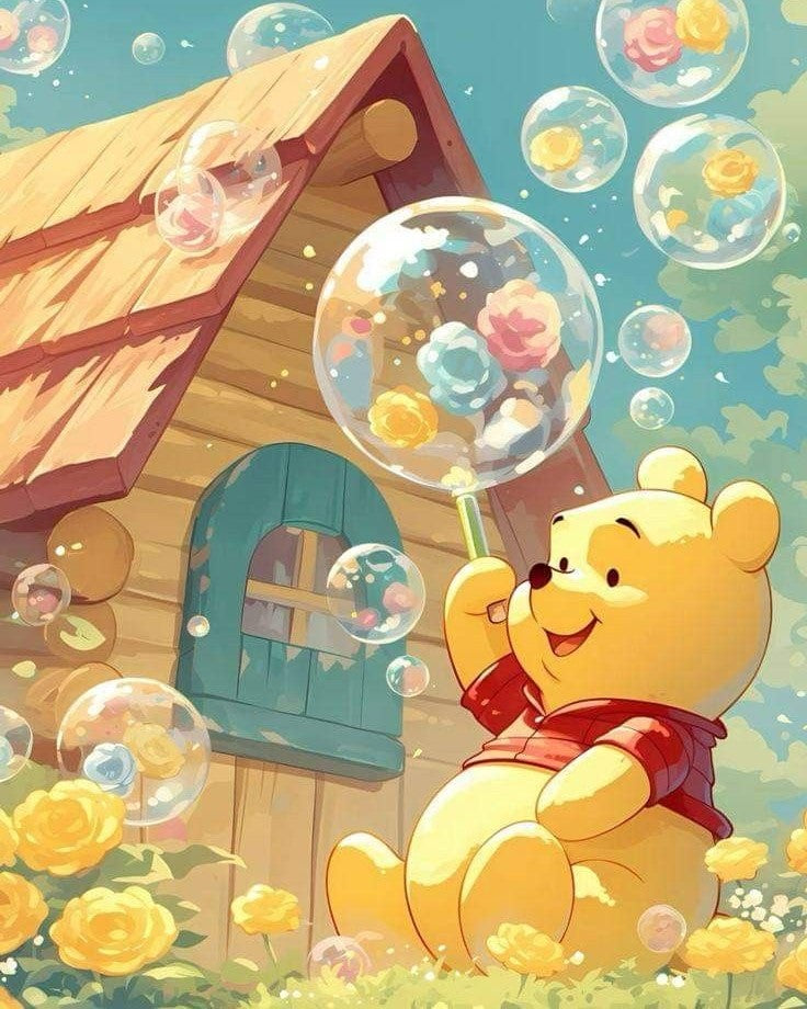 Winnie 40 x 50 contiene Diamante gelatina brillante en la oscuridad, ab y polvo de hada