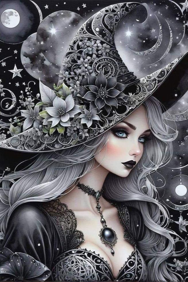 Bruja 40 x 60 contiene Diamante gelatina brillante en la oscuridad, ab y polvo de hada