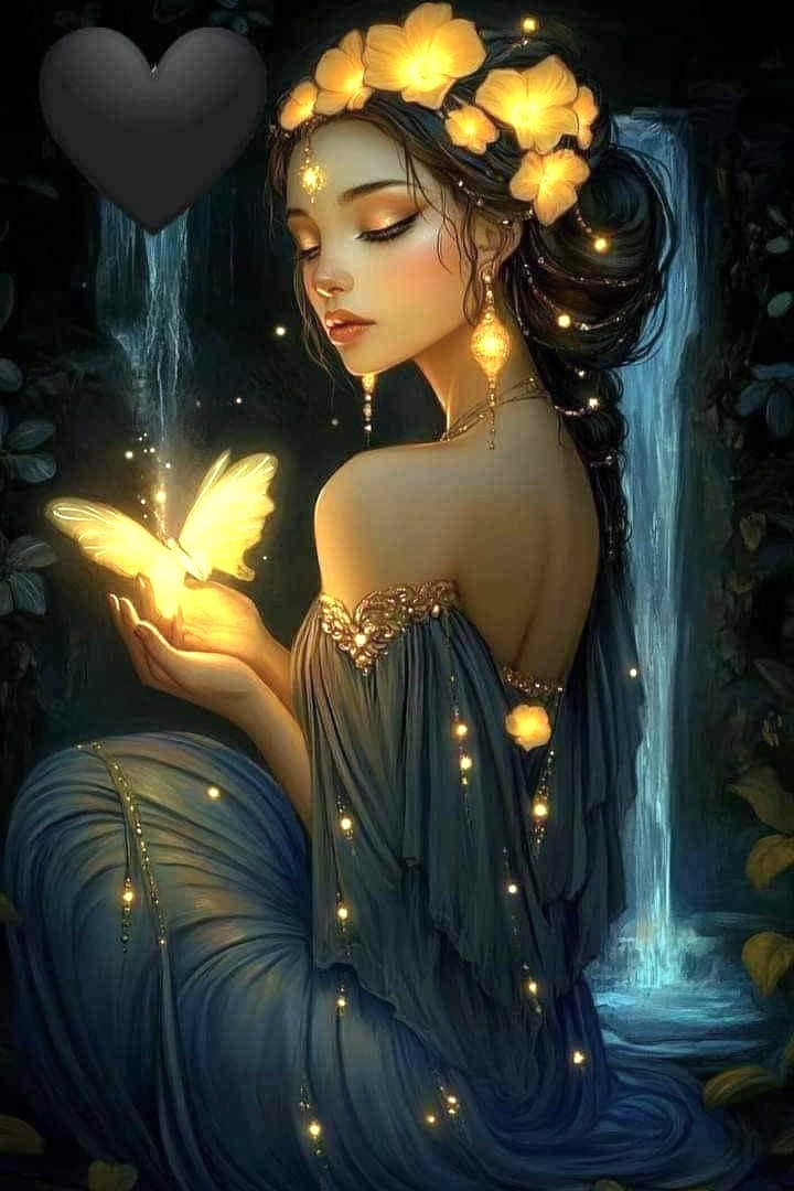 Chica mariposas 40 x 60 contiene Diamante gelatina brillante en la oscuridad, ab y polvo de hada