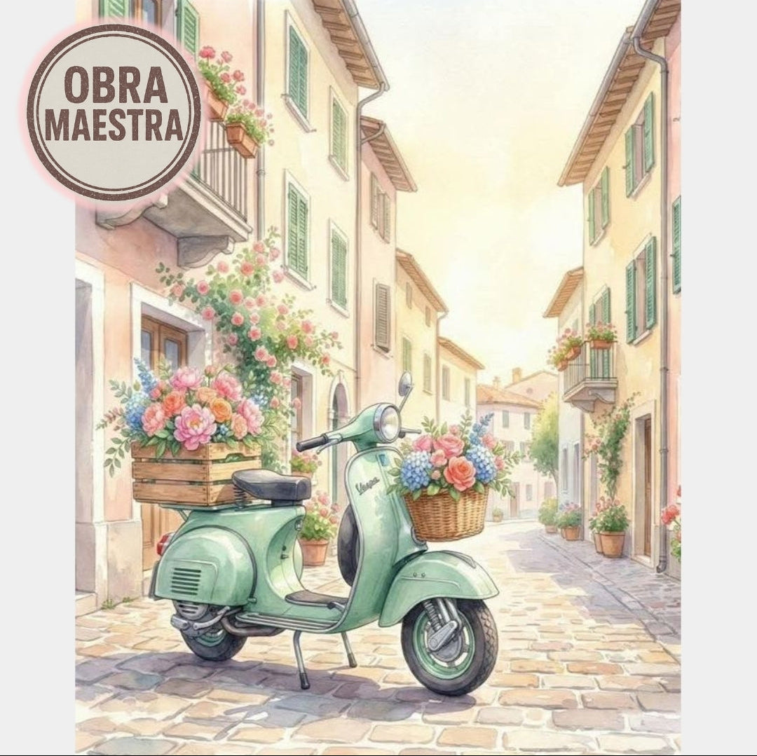 Moto con flores 40 x 50 OBRA MAESTRA | Aparta con $100 / Resta $520
