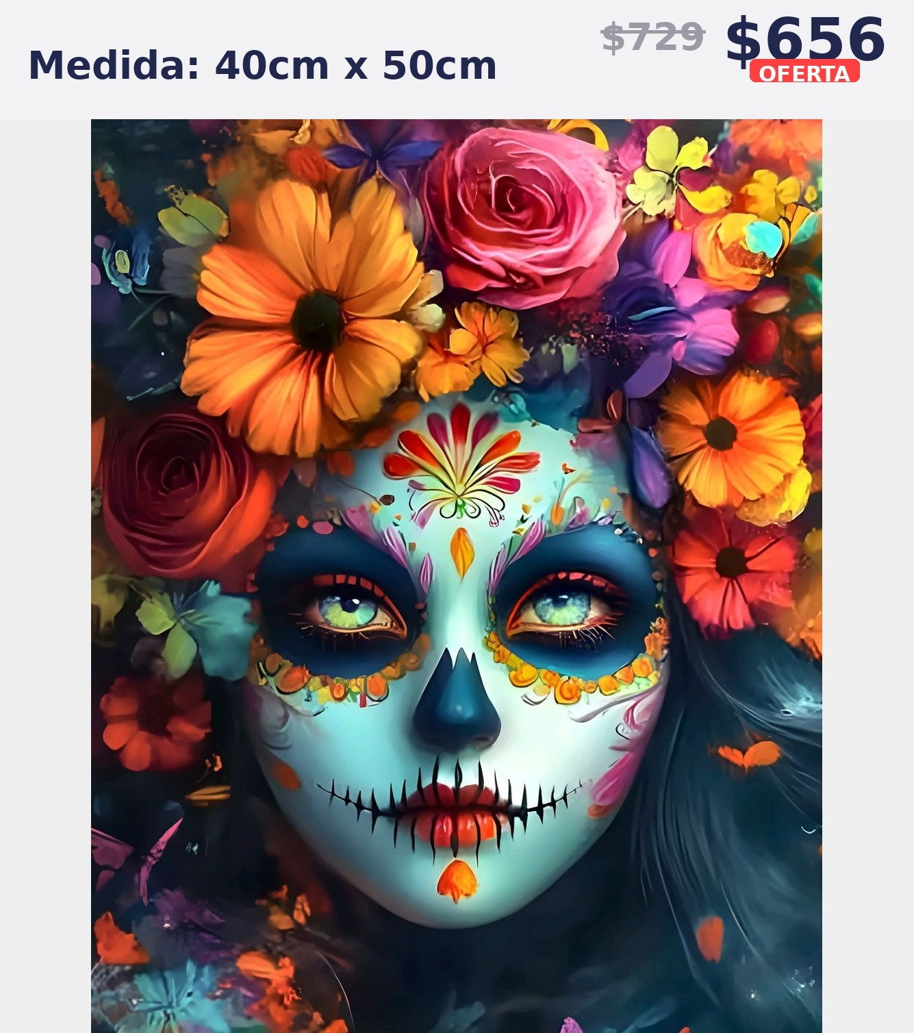 catrina flores coloridas 40 x 50 | Aparta con $100 / Resta $483